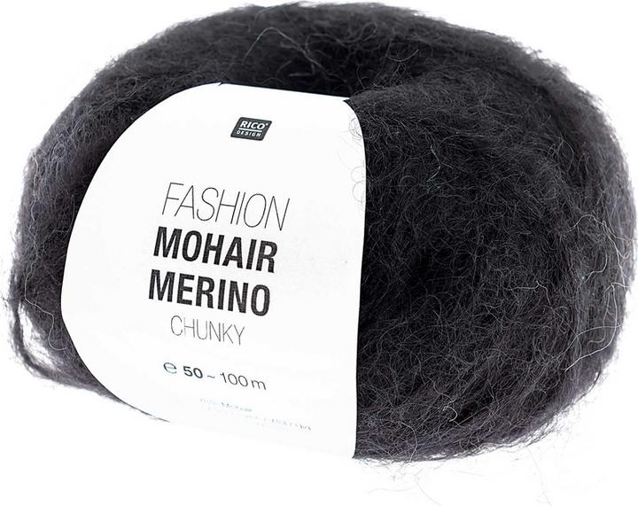 Produktbild Rico Fashion Mohair Merino Chunky, schwarz, 50 g, 100 m, 78 % WM, 13 % WO, 9 % PA (100 m)