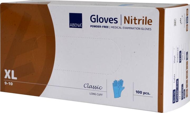 Actual product image Abena Long examination gloves, Classic, XL, blue, nitrile, Powder free (XL)