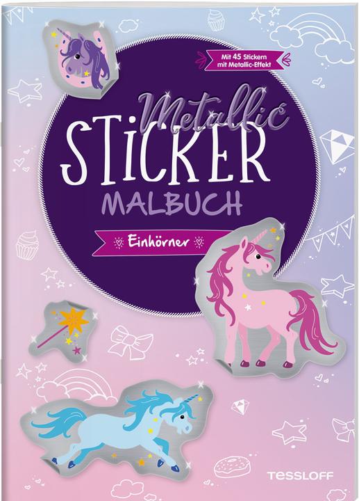 Tessloff Libro da colorare con adesivi metallici. Unicorni