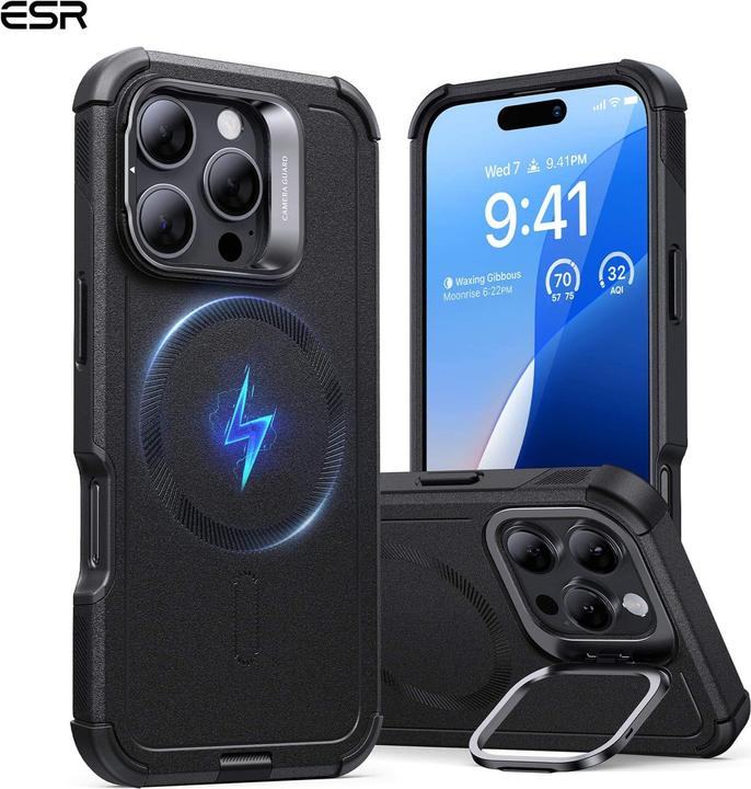 Actual product image ESR Cyber Armor HaloLock Case with Stash Stand (Apple iPhone 16 Pro Max)
