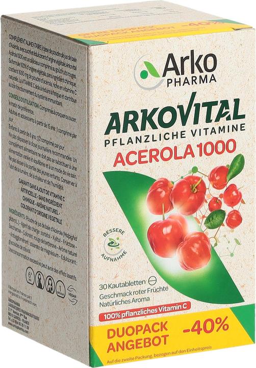 Actual product image Arkopharma Arkovital Acerola Kautabletten 1000mg (60 Piece, Pills, 192 g)