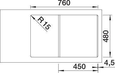 Actual product image Blanco ADIRA 45 S | SILGRANIT white | installation type: installation from above | reversible | with (Fitted sink, 78 cm, 50 cm)