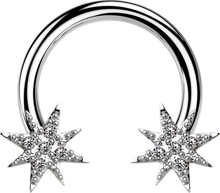 Star Piercing Circular Barbell silber mit Stern (Chirurgenstahl 316L, Messing)
