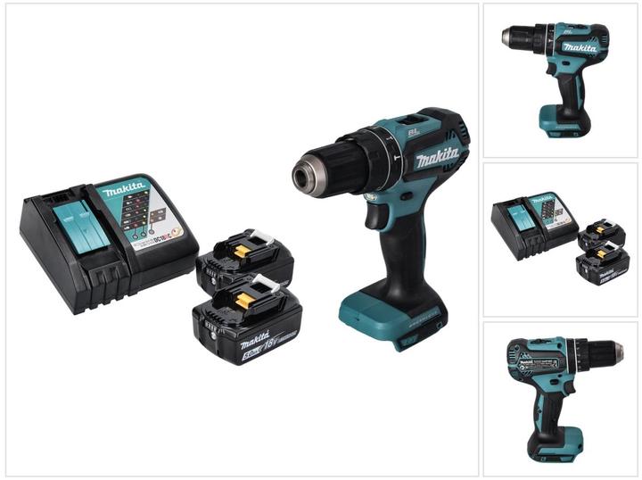 Produktbild Makita DHP 485 RT Akku Schlagbohrschrauber 18 V 50 Nm Brushless + 2x Akku 5,0 Ah + Ladegerät (Akkubetrieb)