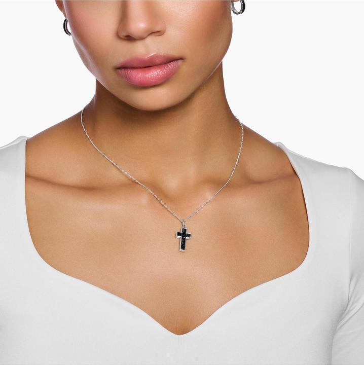 Immagine prodotto Thomas Sabo Collana croce pietre nere argento (Argento 925, 40 - 45 cm)