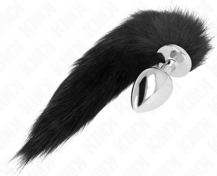 Actual product image Kink Anal Plug Size L 10 X 4 cm With Plastic Tail 40 cm Black