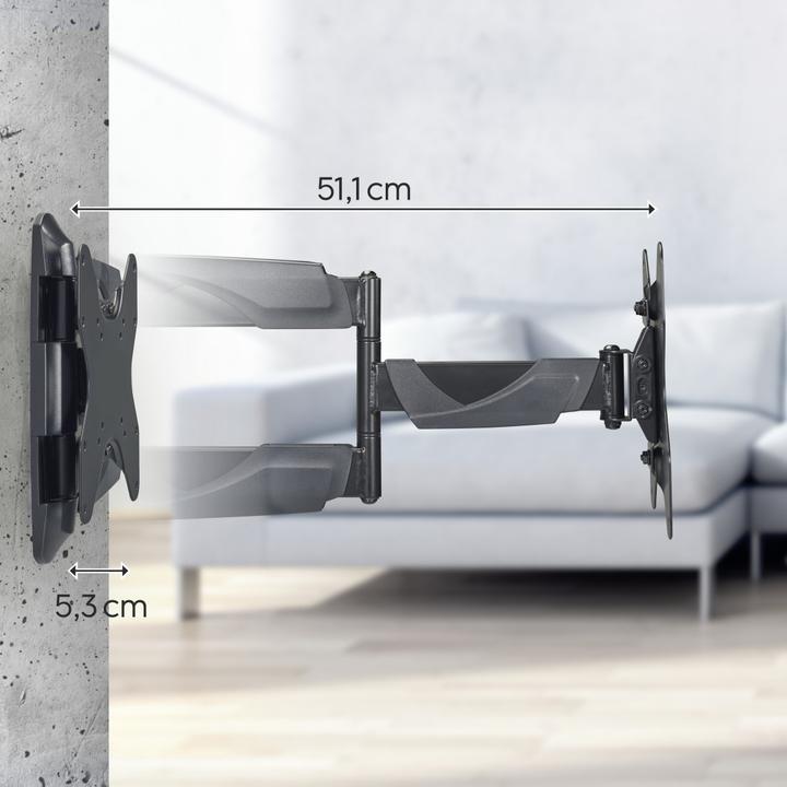 Produktbild Hama TV-Wandhalterung, schwenkbar, neigbar, ausziehbar, 122 cm (48") bis 35 kg (Wand, 48", 35 kg)