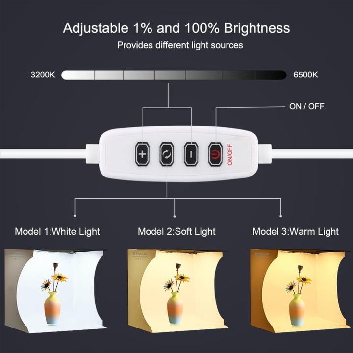 Produktbild Puluz Fotostudio mit integrierter LED Beleuchtung (33 cm, 33 cm)