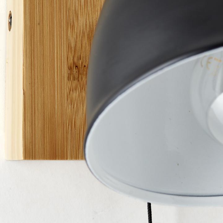 Actual product image Brilliant Celia Wall Lamp matt black/bamboo Metal/bamboo Pull Switch 1x D4 (E14)
