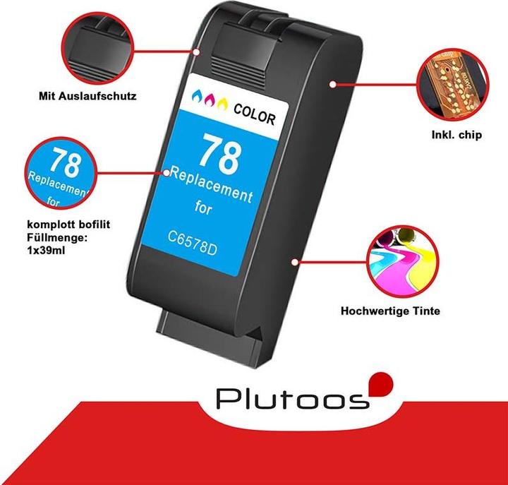 Produktbild Plutoos HP 78XL 17XL Patrone XXL kompatibel, Color C 6578 DE (CL)