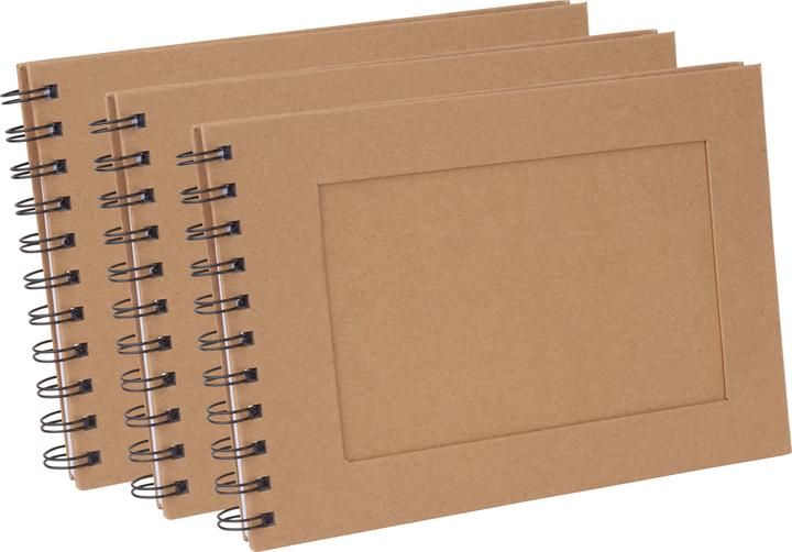 Produktbild VBS XXL 3er-Pack Fotoalbum KRAFTPAPIER mit weissen Seiten (A5)
