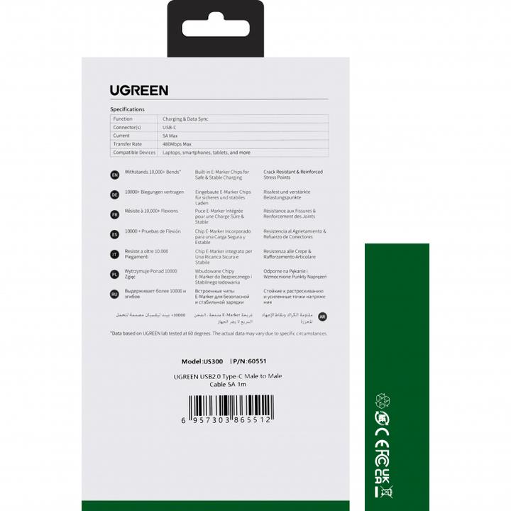 Produktbild Ugreen USB C – USB C (1 m, USB 2.0)