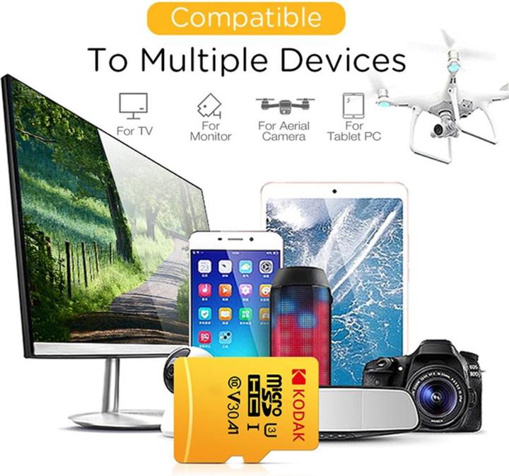 Actual product image Kodak mSD 64GB UHS-I U3/V30/A1 w/a (64 GB, microSDXC, U3, UHS-I)