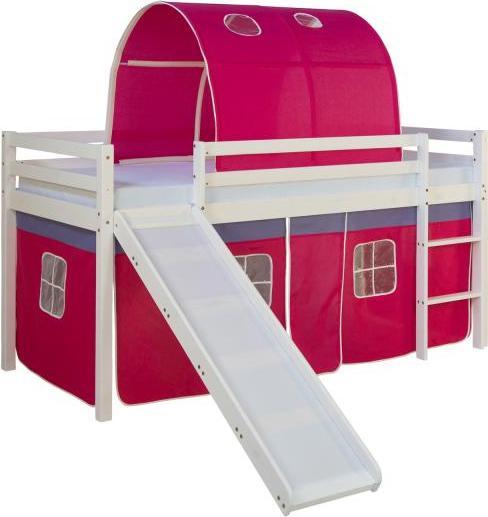 Image du produit Homestyle4u Lit mezzanine avec toboggan et rideau (90 x 200 cm)