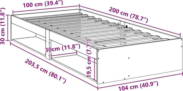 Actual product image VidaXL Day bed without mattress white 100x200 cm solid wood pine sofa bed (100 x 200 cm)
