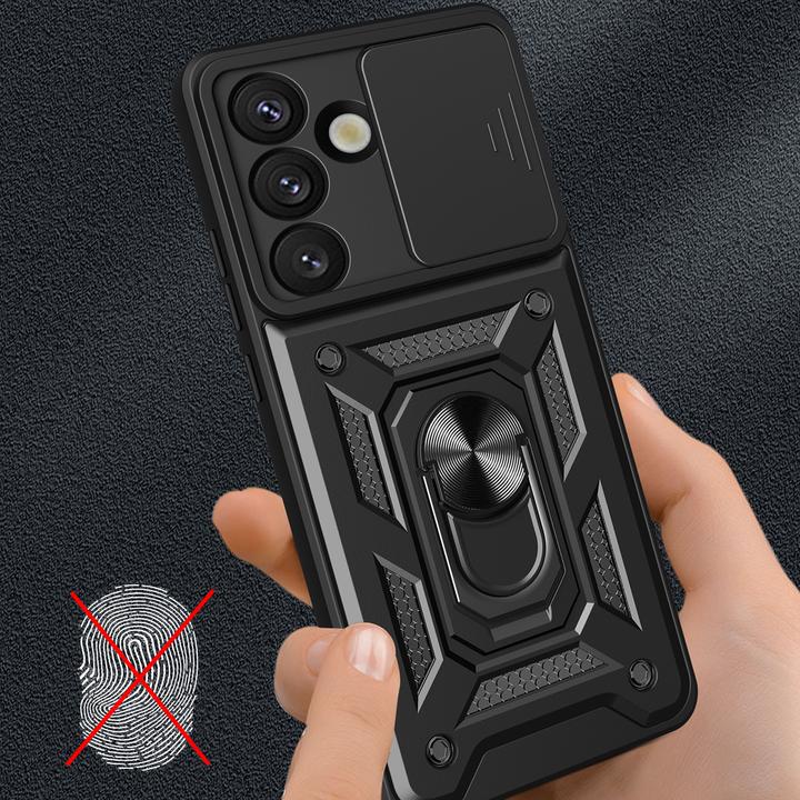 Produktbild Hurtel Hybrid Armor Camshield mit Ständer und Kameraabdeckung für Nothing Phone (3a) Pro 5G - Schwarz (Nothing Phone (3a) Pro)