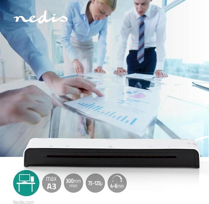 Actual product image Nedis Laminator - Hot and Cold - A3 size - Warms up in 4 to 6 minutes - Ready L (75 - 125 µm, A3)