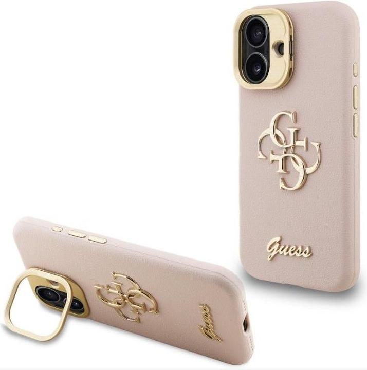 Image du produit Guess Back panel cover Apple iPhone 16 PU Grained 4G Logo Stand Camera Frame Case Pink (Apple iPhone 16)