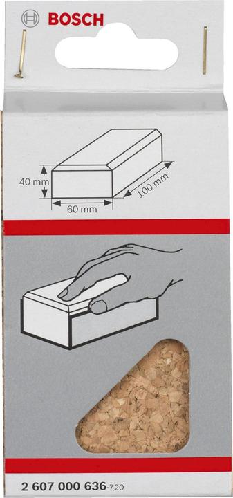 Produktbild Bosch Professional Zubehör Handschleifklotz, Länge x Breite: 60 x 100 mm, aus Kork, klein (P60, P100)