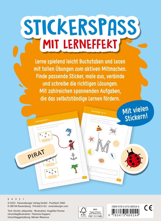 Actual product image Ravensburger My sticker puzzle block: Letters for children from 5 years - playful letters