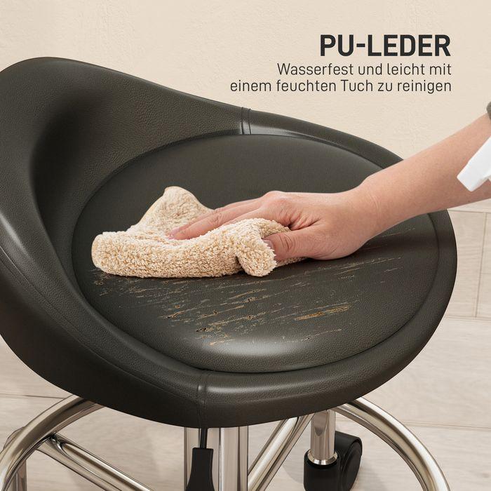 Produktbild Swisshandel24 Rollhocker höhenverstellbar mit Rückenlehne Drehhocker 59-75 cm Arbeitshocker