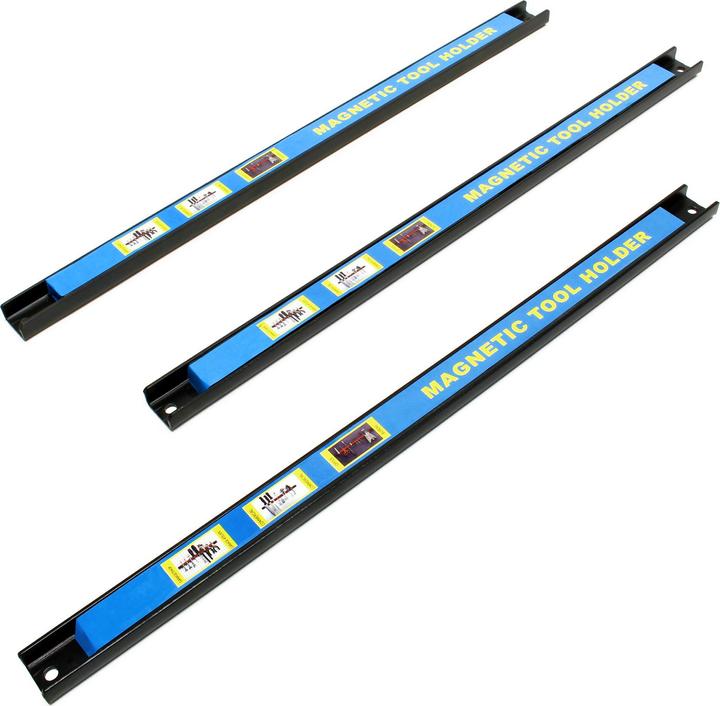 Wiltec Magnetic Wall Tool Holder Rack Set 46 cm with 3 Pieces for Garages and Workshops