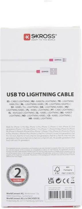Produktbild Skross USB Kabel USB to Lightning Cable, 1,2m white (1.20 m, USB 2.0, 28 W)