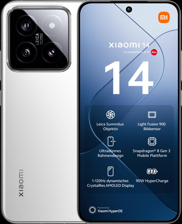 Image du produit Xiaomi 14 (512 Go, Blanc, 6.36", Double SIM, 50 Mpx, 5G)