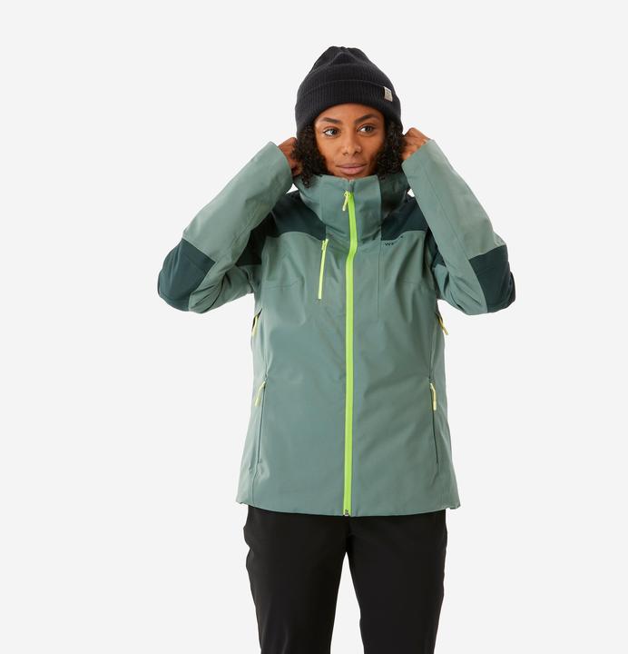 Wedze Veste de ski imperméable et résistante femme, 500 SPORT verte (XS)