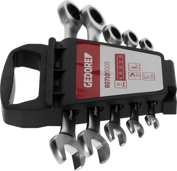 Immagine prodotto Gedore Red rosso R07105005 Set di chiavi combinate a cricchetto SW8-19 mm 5 pezzi (19 mm, 8 mm, 7 mm, 29 mm, 10 mm)