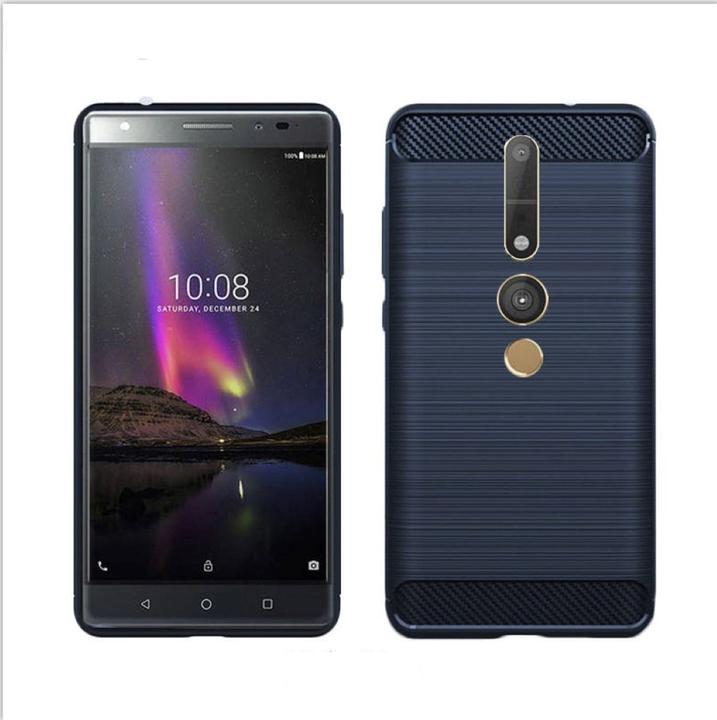 König Design Hülle Handy Schutz für Lenovo Phab2 Pro Case Cover Bumper Carbon Optik TPU Blau (Lenovo P2)