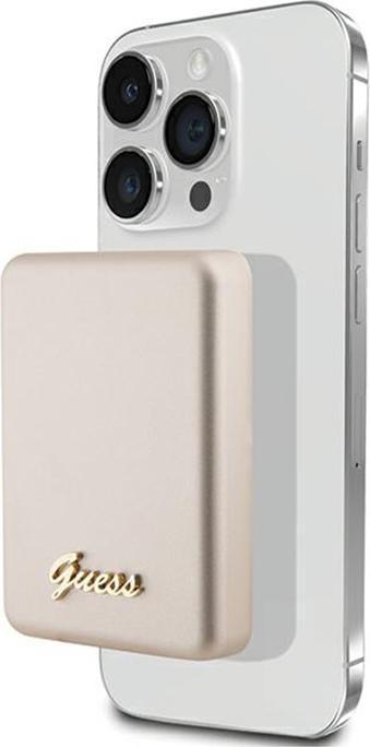 Produktbild Guess Powerbank indukcyjny 5W GUPBM3ALGSGD 3000mAh złoty/gold MagSafe Metal Script Logo (3000 mAh, 5 W)