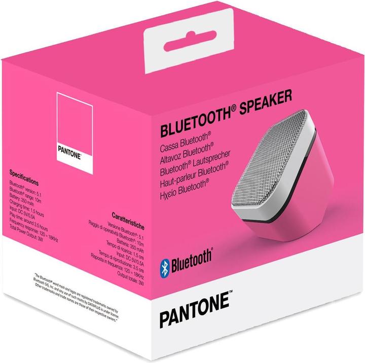 Actual product image Pantone PT-BS003R Portable Speaker Pink 3 W (3 h)