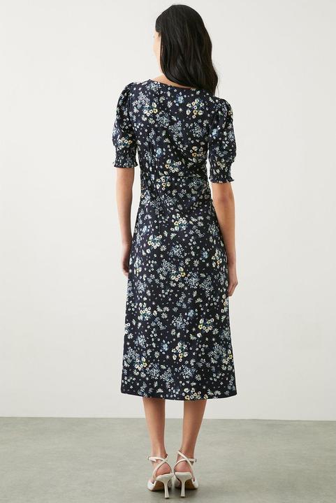 Image du produit Dorothy Perkins Ditsy Print Manchette froncée Petite robe midi (36)