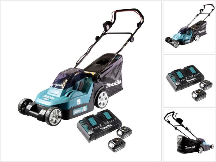 Makita DLM 432 PG2 Tondeuse à gazon sans fil 36 V (2x 18 V) 43 cm borstelloos + 2x Batterijen 6,0 Ah + (Oplaadbare batterij)