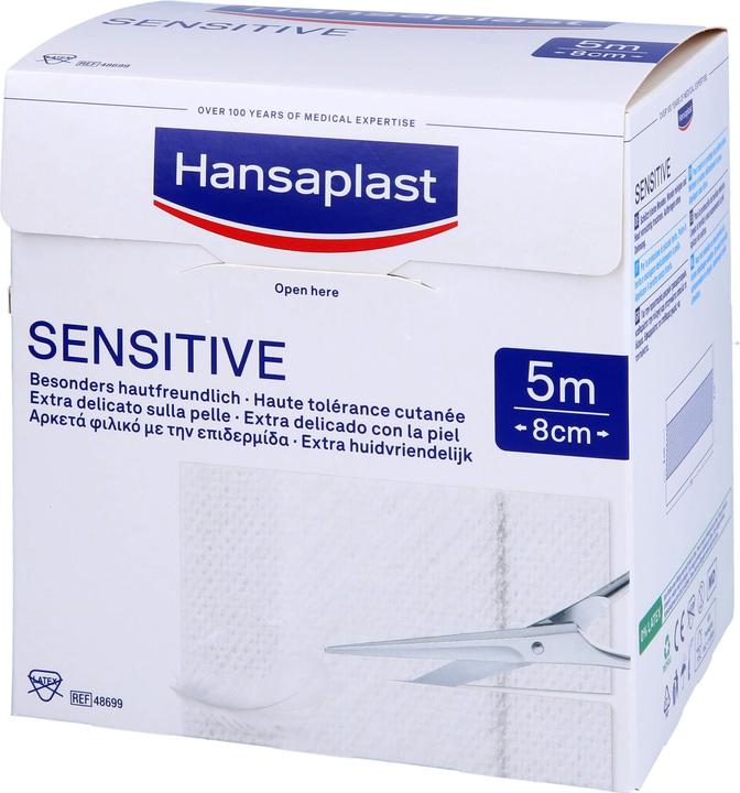 Produktbild Hansaplast Sensitive 5 m x 8 cm Rolle, 1 St. Pflaster (1 x)