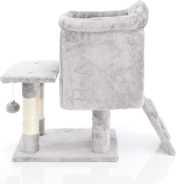 Actual product image Fudajo Cat Tree Light Grey Scratching Tree 60cm High Climbing Tree with House Sisal Scratch Post (60 cm, Light grey)