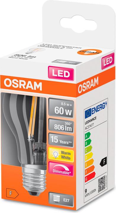 Immagine prodotto Osram Retrofit Classic A (E27, 8.50 W, 806 lm, 1 x, F)