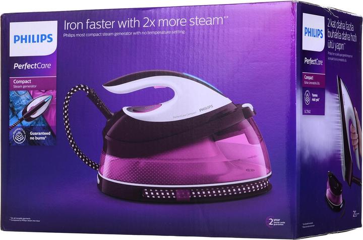 Actual product image Philips GC7842/40 Steam Ironing Station SteamGlide Plus Sole Purple (2400 W, 400 g/min)