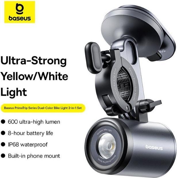 Image du produit Baseus PrimeTrip Series Lumières pour vélo et support pour appareil mobile (600 lm)