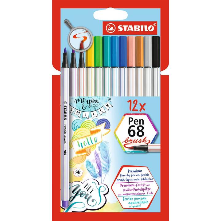 Produktbild STABILO Pen 68 brush Premium-Filzstift (Sortiert, 12 x)