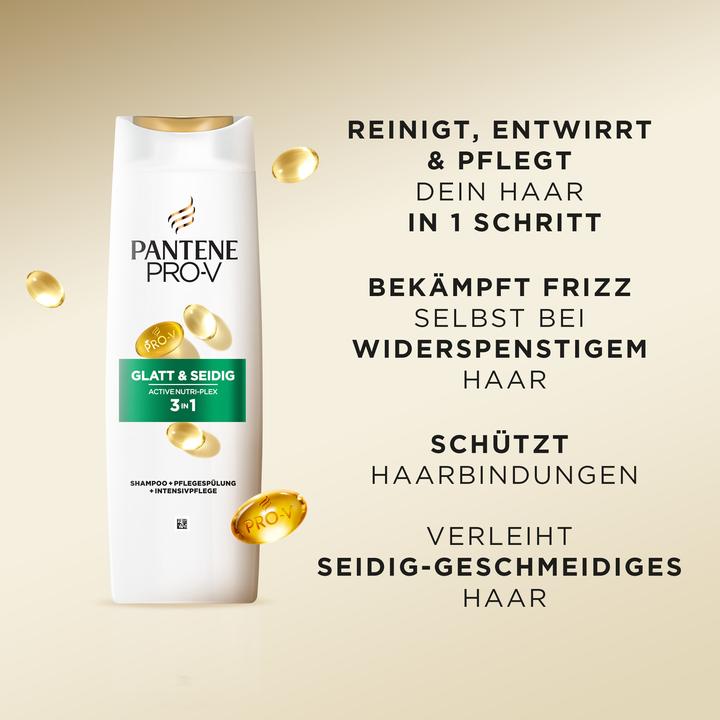 Actual product image Pantene Pro-V Glatt & Seidig 3 in 1 (250 ml, Liquid shampoo)