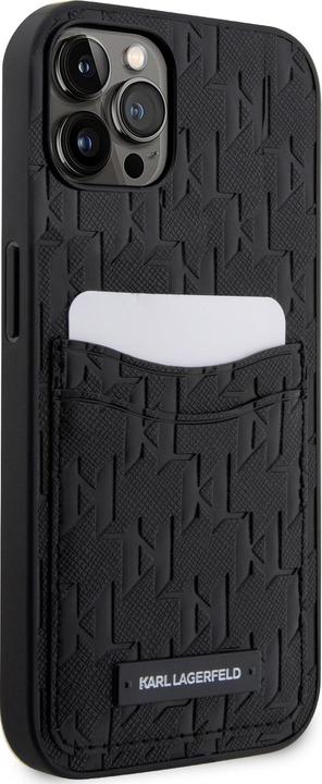 Actual product image Karl Lagerfeld Saffiano Monogram Card Slot Case for iPhone 12|12 Pro Black (Apple iPhone 12)