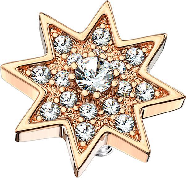 Star Piercing Dermal Anchor rosegold Stern mit Kristall (Chirurgenstahl 316L, Messing)