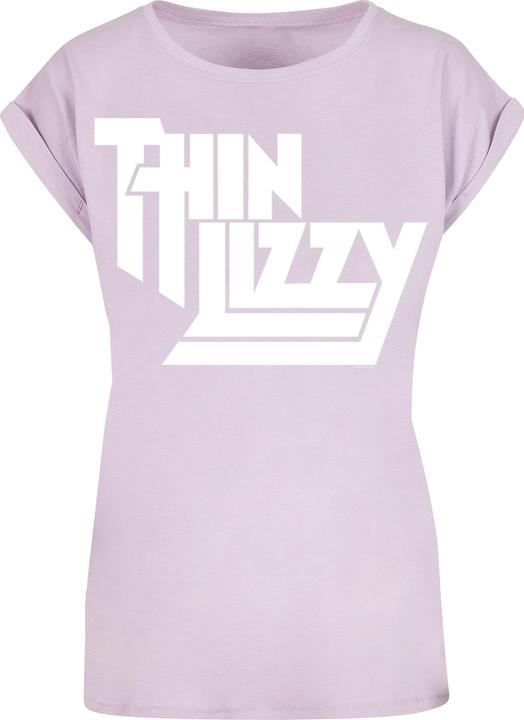 Merchcode Ladies Thin Lizzy - TL Stacked Logo White Extended Shoulder Tee - 181487 (S)
