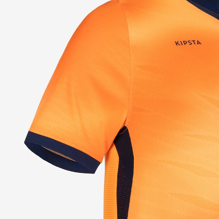 Image du produit Kipsta Maillot de football à manches courtes homme/femme - CLR orange/bleu marine (XS)