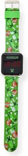 Actual product image Accutime LED kids clock Minecraft (green), digital clock with LED display for time and date, soft... (Digital watch, 38 mm)