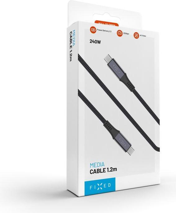 Produktbild Fixed Flechtkabel USB-C/USB-C, 1,2m, USB4 gen2 20Gbps, 4K 60Hz, 240W, grau (1.20 m, USB 4.0, 240 W)