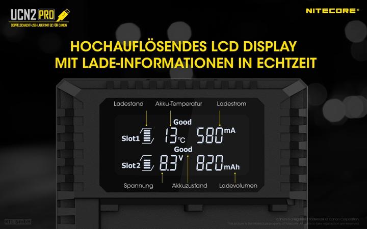 Produktbild Nitecore UCN2 PRO - für Canon Cameras (Kamera Akku Ladegerät)