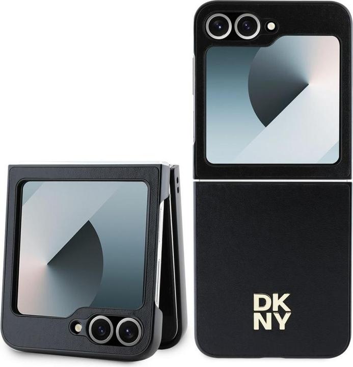 Produktbild DKNY DKHCZF6PSMCSLK Z Flip6 F741 czarny/black lether Matal Stack Logo (Samsung Galaxy Z Flip7 FE, Samsung Galaxy Z Flip6)